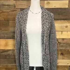 Eddie Bauer Women's Gray Open-Front, Open Knit Sweater